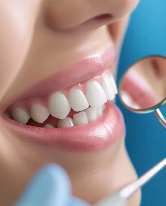 Close Up Of Smiling Woman Getting Teeth Examined
