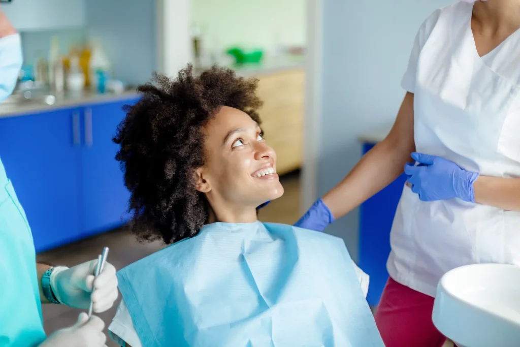 Afro American woman visiting dentist