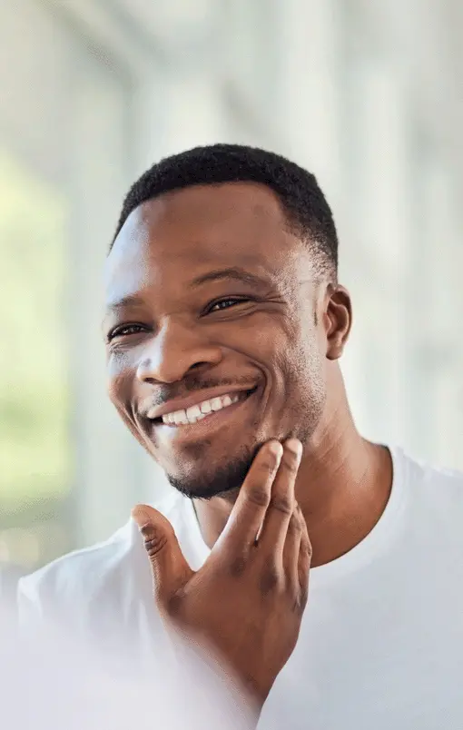 Man reviewing his nice smile.
