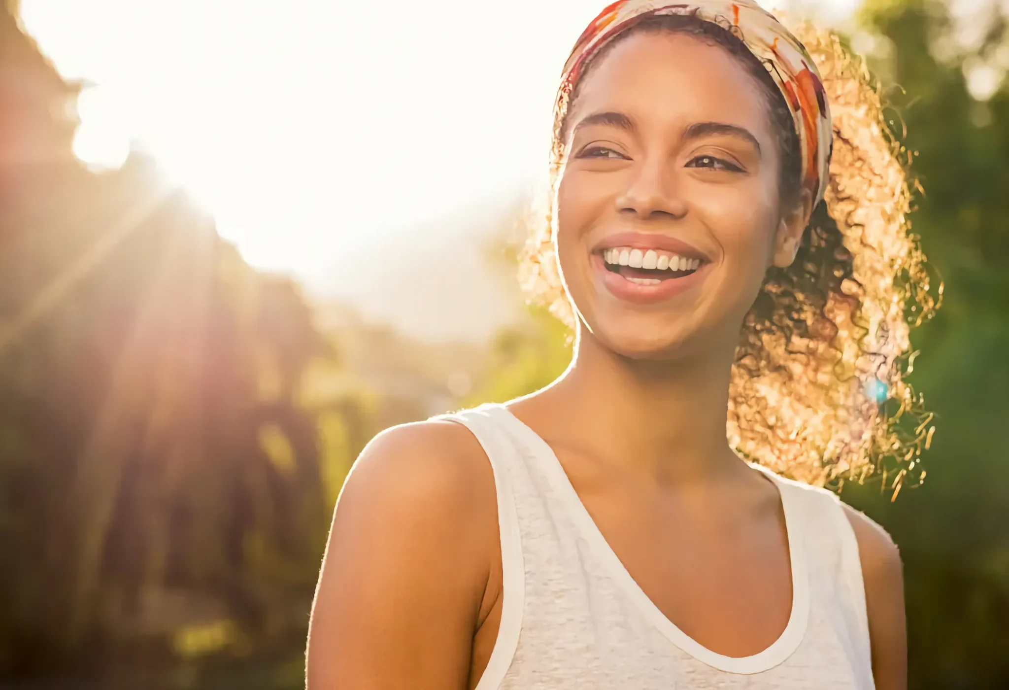 Happy patient with restored teeth