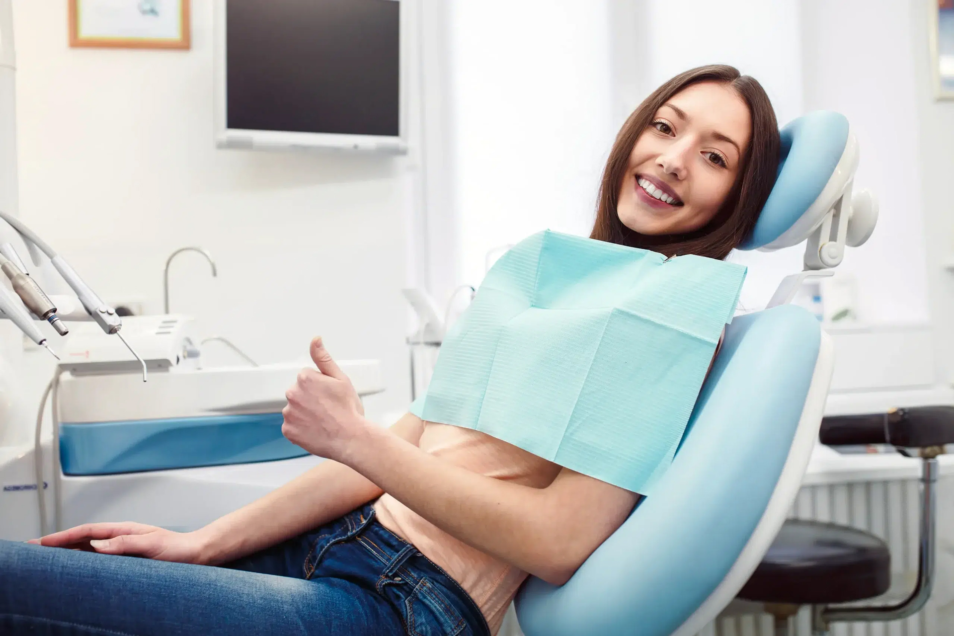 Positive Girl Dentists Chair